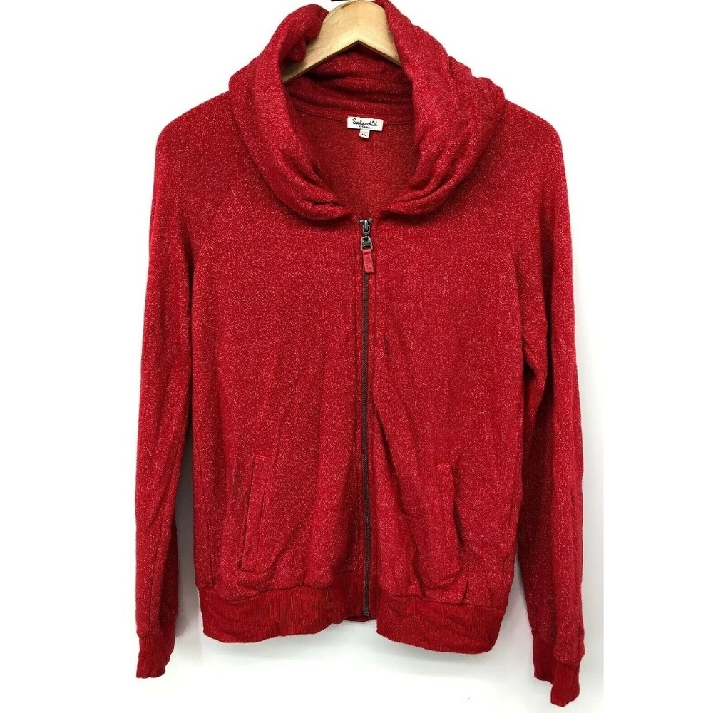 Splendid Womens Sweatshirt Zip Up Xs Red Pockets C
